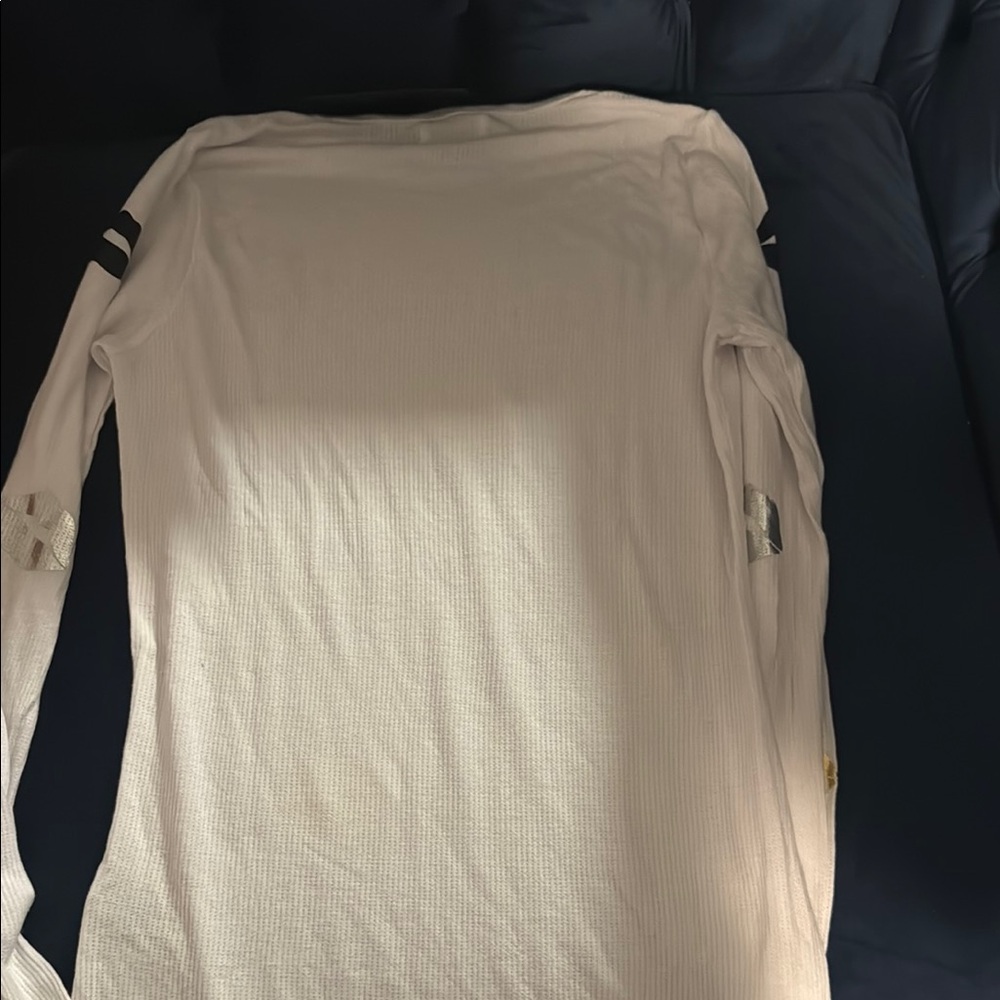 Lauren Moshi White Graphic Blouse with Mandarin Collar - Picture 5 of 5